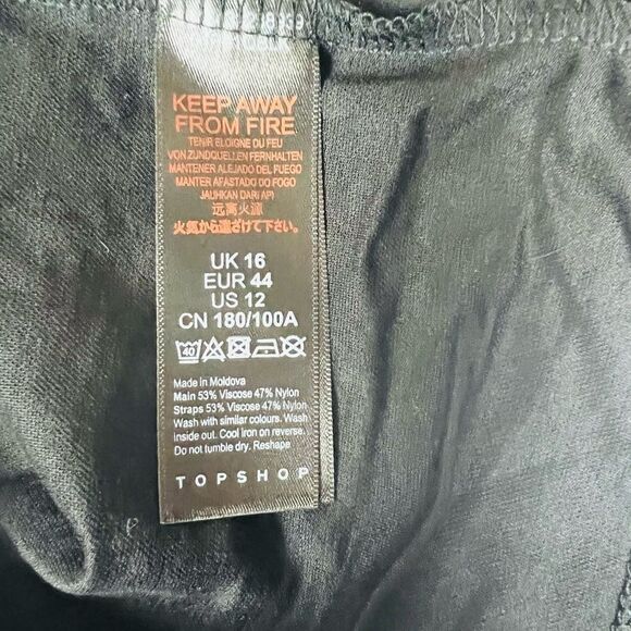 TopShop Black Button Front Crop Tie Back Top Sz 12 - Picture 9 of 9